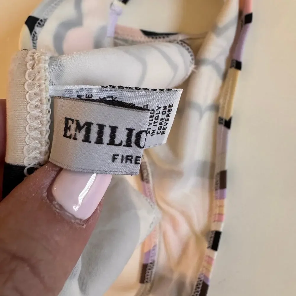 Emilio Pucci Y2K Print Luxury Halter Bikini Swim Bathing Suit Classic Print XS